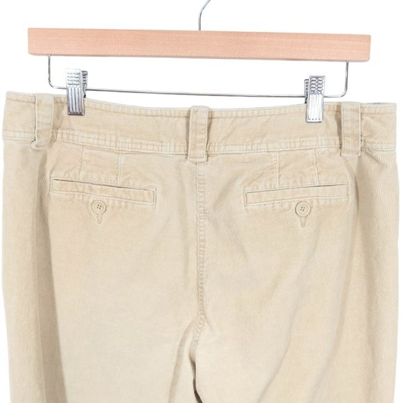 TALBOTS Size 12 Beige Cotton Blend Fine Wale Straight Leg Tab Waist Pants - Picture 3 of 8